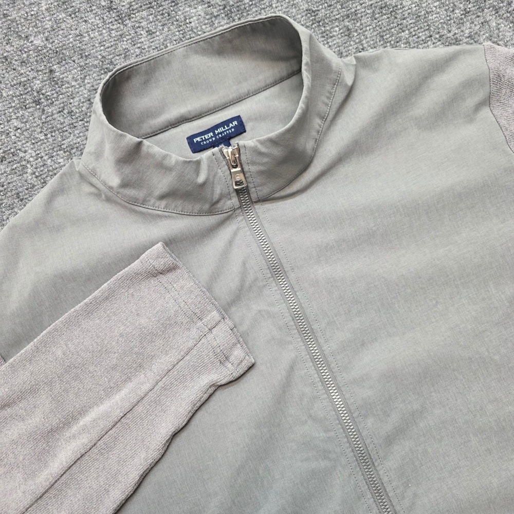 Peter Millar Crown Crafted Men's XL Grey Hybrid Full Zip Jacket Summit Logo Coat